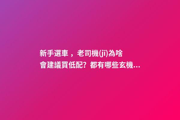 新手選車，老司機(jī)為啥會建議買低配？都有哪些玄機(jī)？